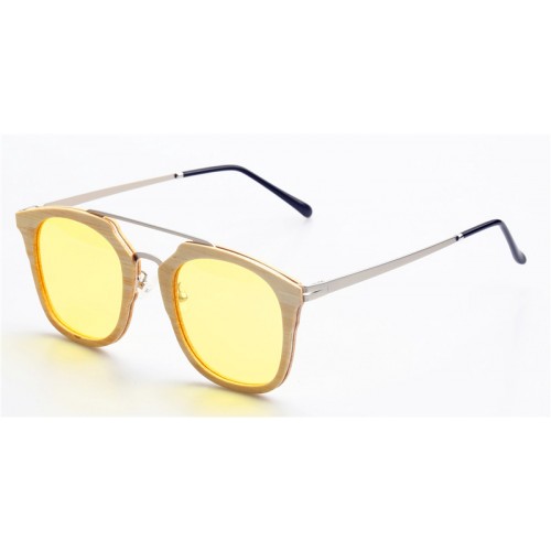 Nature Bamboo Sunglasses Metal Temple IBW-GS016A